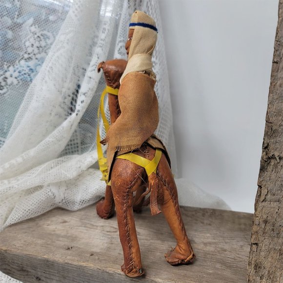 Leather Camel w Rider, Vintage Leather Camel with Rider, Hand Sewn - Picture 6 of 8